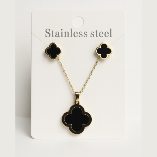 Black Big Stone Chain Set