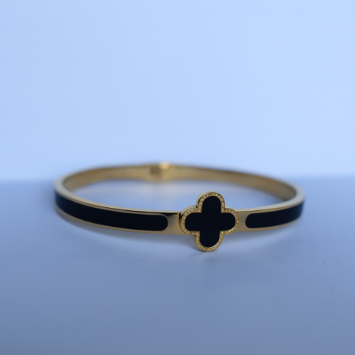 Elegant Stainless Steel Clover Stones Handcuff