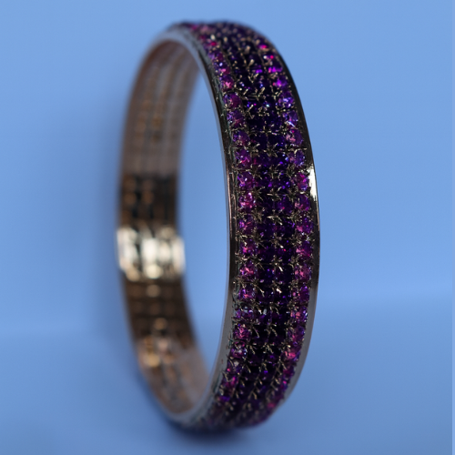 Royal Enchanting Silver & Amethyst Bangle - Radiant Elegance in Silver