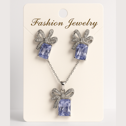 Elegant Golden Stone Pendant Necklace Set